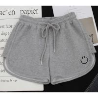 2021新款女童短裤夏装夏季童装儿童外穿薄款韩版热裤亲子装笑脸裤 灰色笑脸 90