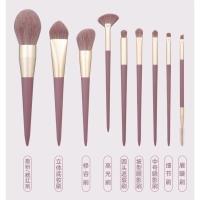[48小时发货]花样9支小紫薯化妆刷套装眼影刷粉底刷美妆刷化妆工具散粉刷沧州 9支紫薯裸刷(送刷帖) 仿生纤维毛