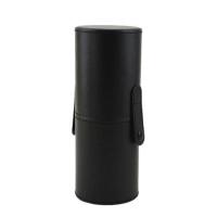 化妆刷桶收纳筒刷子 少女心桌面圆形大号防尘防灰带盖收纳盒 小号黑色带扣空桶