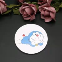 卡通手持美妆可爱便携式迷你化妆镜美容随身补妆手持镜 叮当猫小圆镜(9*9CM) 小号 (9*16CM)