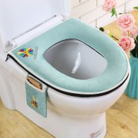 马桶坐垫家用冬季加厚金丝绒马桶垫子三件套坐便套通用加绒坐便套 加厚收纳单圈绿色