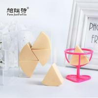 帕瑞诗三角粉扑美妆蛋小果冻海绵12片块干湿两用收纳盒架黑色皮面 黄色一袋+架子