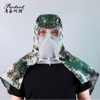 迷彩眼镜帽牛仔披肩帽防尘头罩防尘帽打磨喷漆工作帽 陆军007迷彩 玻璃镜片(不怕划赠防雾喷剂)
