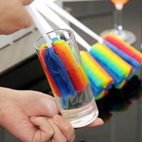 长柄杯刷洗杯子清洁玻璃奶瓶神器刷子洗杯器无死角海绵旋转的工具 1个五彩杯刷
