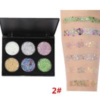 六色亮片眼影盘国货彩妆闪亮金葱珠光亮晶晶女学生儿童表演舞台妆 6色2-2