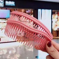 简约发梳成人时尚发梳插梳女生防滑刘海梳卡碎发卡顶夹百搭发饰品 粉色双排长组合