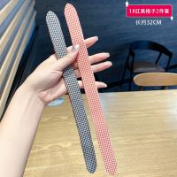 女童宝宝魔术贴发箍发带女发卡儿童发夹刘海贴碎发帖头箍头饰发饰 1#红黑格子2件套