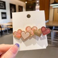 韩国ins发夹女顶夹超仙少女刘海卡夹子头饰韩国发卡森系仙女边夹 B284爱心酒红粉