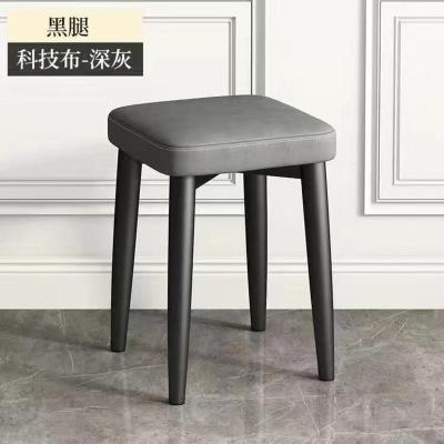 家用轻奢凳子可叠放凳时尚客厅凳现代简约餐桌凳创意梳妆凳子加粗 海绵款-科技布-深灰色-黑腿