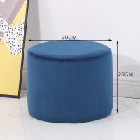 北欧布艺圆凳家用换鞋凳客厅矮凳茶几沙发凳化妆凳门厅凳小墩 蓝色30x24cm