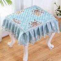 凳子垫方形学生板凳垫加厚椅子垫坐垫家用梳妆凳子套罩长方形椅垫 [花边款]玫瑰蓝 *正方形28*28cm