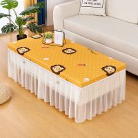 全包防滑桌布茶几垫客厅茶几套罩餐桌套罩桌子罩子卡通长方形桌布 黄色小狮子[纱款] 40*50高10床头柜用不包角