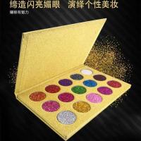 [15色]闪粉眼影亮片亮晶晶珠光眼影细粉高光提亮儿童表演舞台装 15色金色儿童眼影