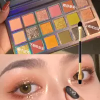 18色眼影盘ins超火眼影闪粉珠光偏光防水眼影盘便携彩妆品牌平价 暗夜精灵眼影[赠双头刷子]