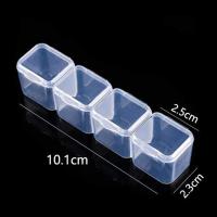 64格钻石画米珠盒 DIY手工收纳盒透明钻盒串珠盒多功能手提收纳盒 连体款-4格收纳盒[无赠品-不推荐]