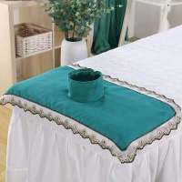 美容院床头洞巾趴巾枕巾高档雪芙妮床罩推拿带洞专用按摩床单垫脸 翠绿色 洞巾50X90开孔