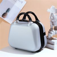 复古手提箱子小行李箱女14寸化妆箱16寸密码箱小型轻便迷你收纳包 银色[奥迪款]