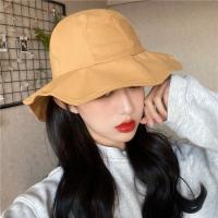 渔夫帽女遮阳帽春夏季韩版潮日系双面遮脸防紫外线大帽檐防晒帽子 6cm帽檐单面戴[荷叶边-卡其色] 防风绳均码[55c