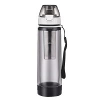 绿珠500ml玻璃杯双层水杯男女学生耐热塑玻杯带过滤泡茶杯子防摔 黑色500ml