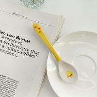 ins韩国可爱小黄鸭卡通餐盘点心碗甜品碗宝宝吃饭碗防摔餐具 小鸭勺子-1个