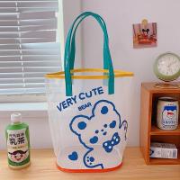 ins简约果冻手提袋可爱小熊pvc透明沙滩包夏季外出大容量手拎包女 领结小熊 长宽高20.5*17*28cm