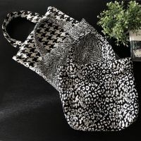 黑白奶牛豹纹千鸟格手提小包手拎布袋包时尚潮流百搭便当包妈咪包 奶牛豹纹