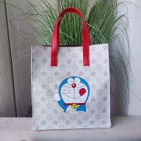 格调潮包女卡通印花手提包2021新款蓝胖子大容量实用方便购物袋 [蓝胖子]白色