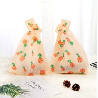 山竹图案紫色可爱塑料背心袋水果捞沙拉快餐寿司外卖袋烘焙甜小号 特小号(黄凤梨)50个