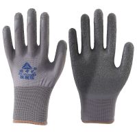 手套劳保手套乳胶橡胶手套劳保耐磨工作防滑男士胶皮手套工地干活 中艺尼龙皱纹[旗舰版]灰色1双