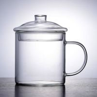 天润和器 玻璃水杯家用加厚耐热大容量茶杯 带把创意怀旧茶缸 700ml[无图案款]