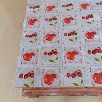 塑料印花水晶桌布防水防油免洗厨房台布饭店幼儿园书桌垫子长方形 樱桃花 60*60cm