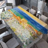 莫奈风景油画桌布布艺长方形餐桌世界名画茶几布餐桌垫书桌学生 伯格港 41*61cm(多用途小盖布)