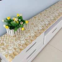 床头柜盖布垫茶几桌布微波炉防尘罩床头柜防尘盖巾冰箱布 三朵花 床头柜50*50cm(买1送1)