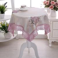 蕾丝万能田园布艺电视冰箱盖巾多用洗衣机微波炉防尘罩床头柜盖布 幸福花紫 60*60cm微波炉盖布