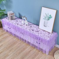 电视柜桌布罩茶几蕾丝布艺电视柜防尘罩餐桌布床头柜台布万能盖巾 紫色浪漫 40*50*40cm高 床头柜