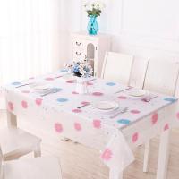 桌布防水防烫防油免洗餐桌布塑料台布圆桌布正方形长方形茶几布 粉蓝花 100*140cm