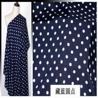 波点绵绸布料白底圆点人造棉面料夏季新款棉绸夏凉布制衣布料 B藏蓝圆点 1米