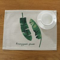 北欧小清新绿植餐垫棉麻加厚隔热垫INS布艺碗盘垫长方形小餐桌垫 旅人蕉