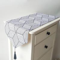 现代简约北欧桌旗长条茶几布电视柜鞋柜盖巾日式棉麻清新床旗 42白色立体 120x32cm