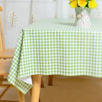 桌布防水防油免洗pvc餐桌垫书桌ins学生北欧长方形家用茶几布布艺 小绿格 60x136cm(小盖布)