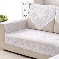 蕾丝沙发垫防滑沙发巾四季通用沙发套罩茶几桌布床头靠垫靠背巾 白牡丹(需米色联系客服) 63宽*75高三角巾