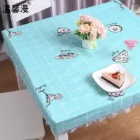 pu长方形烤火架皮桌套防水防油防烫罩烤火桌皮桌罩皮套皮桌面桌布 天蓝格子茶杯 60*60