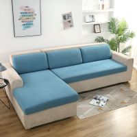 万能沙发套布艺海绵坐垫套罩弹力简约现代全包坐垫罩子通用松紧款 加厚玉米粒-湖蓝 42*42cm抱枕套1个