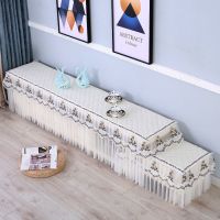 电视柜台布客厅茶几桌布防尘防滑高低柜盖布电视机罩万能盖巾套布 素色年华白(沙边) 电视柜:35*60高30