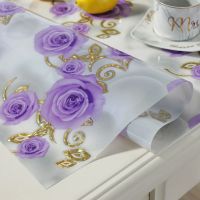 不透明花型软玻璃PVC桌布防烫防油防划塑料台布茶几餐桌垫水晶板 紫色蔷薇不透明 60*60