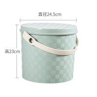 加厚多用收纳桶凳可坐洗澡钓鱼桶洗车桶带盖手提塑料水桶储物凳子 北欧蓝 小号#(高度23cm)