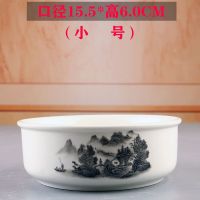 特价无孔花盆陶瓷水培水仙花盆家用室内铜钱草绿萝一叶莲碗莲花盆 水墨山水-小号