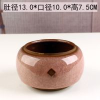 特价铜钱草花盆水仙盆睡莲碗莲无孔金钱陶瓷水养水培植物盆清仓 E款冰裂釉紫红