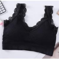 [75-200斤]蕾丝美背抹胸内衣女无钢圈聚拢文胸学生美背裹胸性感 1件:黑色 S[建议:75-80斤]
