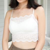 北极绒蕾丝抹胸美背内衣女无钢圈文胸打底外穿吊带背心薄款裹胸 少女白 M 80斤--105斤